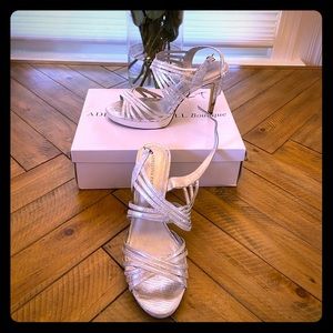 Adrianna Pappell Silver Strappy Heels